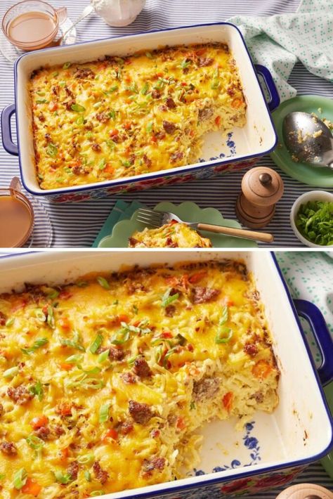 Pioneer Woman Hashbrown Breakfast Casserole Sausage Breakfast Casserole, Hashbrown Casserole, Breakfast Bagel, Breakfast Casserole Sausage, Sausage And Egg, Breakfast Recipes Casserole, Make Ahead Breakfast, Everything Bagel, Baked Eggs