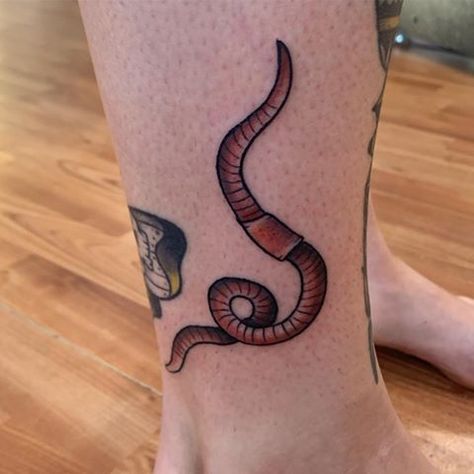 Worm Tattoo, Hannah Tattoo, American Traditional Tattoo Ideas, Traditional Tattoo Ideas, Insect Tattoo, Bug Tattoo, Stick N Poke, Simple Tattoo Designs, Cute Little Tattoos