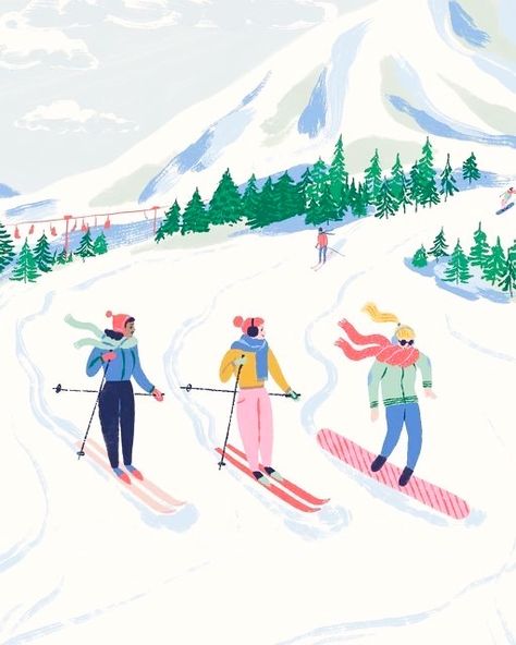 Ski Illustration Drawings, Apres Ski Illustration, Skiing Illustration, Ski Drawing, Ski Illustration, Christmas Skiing, Boho Collage, Taylor Hicks, Ski Graphic