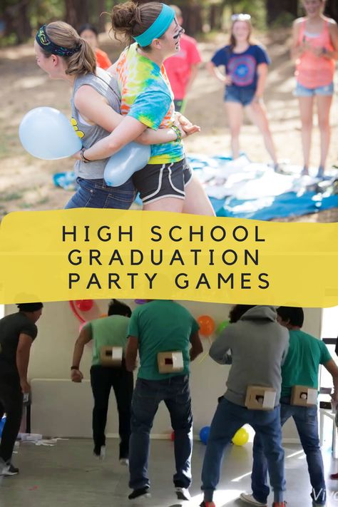 15 High School Graduation Games to Celebrate Your Grad - Fun Party Pop Project Graduation Games, Graduation Party Games High School, High School Reunion Games Activities, After Prom Games High School, Graduation Activities High School, High School Group Activities, Grad Party Activities High School, Games For Graduation Party, Grad Party Games Outdoor