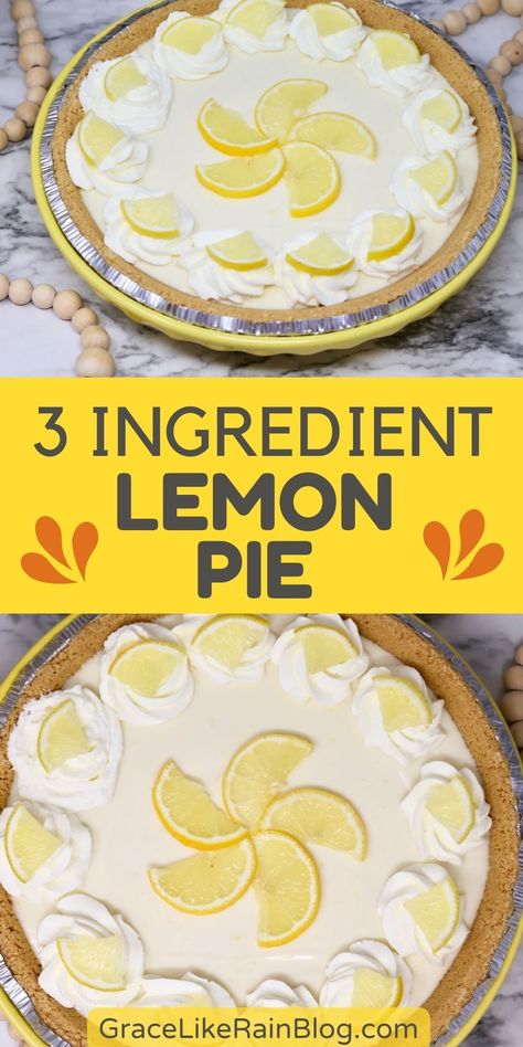 Discover the keys to perfecting the 3 Ingredient Lemon Pie. Fresh lemons are a must for a vibrant and tangy flavor that can't be replicated. Room temperature sweetened condensed milk and cream cheese are key to achieving the desired texture and consistency. And don't forget about the convenience of a store-bought graham cracker crust. Become a pie-making genius with these golden nuggets of wisdom. Lemon Pie Recipe Condensed Milk, Easy Lemon Pie, Lemon Pies, Lemon Square, Cooking Sweets, Lemon Pie Recipe, Easiest Dessert, Spring Recipes Dessert, Lemon Cakes