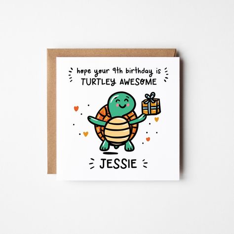 Funny Turtle, 16th Birthday Card, Turtley Awesome, Happy 13th Birthday, Teenager Birthday, Birthday Card For Him, 18th Birthday Cards, Turtle Birthday, Sweet Sixteen Birthday