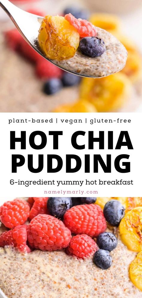 Start your day off right with this delicious, creamy hot chia pudding! This easy-to-make breakfast is packed with nutrition, as chia seeds are an excellent source of Omega-3 fatty acids. Top it with your favorite fruits, nuts, and seeds for the perfect way to start off your day. Enjoy the warm, comforting flavors of our chia pudding, and feel good knowing it's a healthy and wholesome breakfast option. Keto Chia Pudding, Easy To Make Breakfast, Healthy Food Habits, Nutritious Breakfast, Best Vegan Recipes, Healthy Diet Recipes, Vegan Dessert Recipes, Healthy Food Choices, Perfect Breakfast