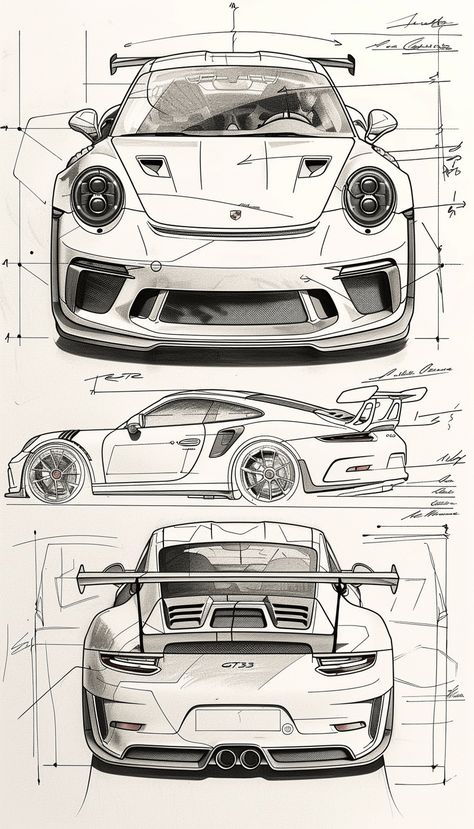 Automobile Design Sketches, Porsche Illustration Graphic Design, Porsche Gt3 Drawing, Porsche Gt3 Rs Sketch, Porshe 911gtr Drawing, Porche 911gt3 Drawing, Porshe Drawing Art, Porsche Drawing Sketch, Porsche Gt3 Rs Drawing