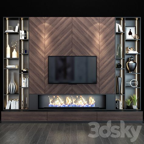 3d models: TV Wall - TV shelf 0131 Tv Kastenwanden, Model Furniture, Living Room Wall Units, Living Tv, Modern Tv Wall, Tv Shelf, Unit Design, Living Room Tv Unit Designs, Living Room Tv Unit