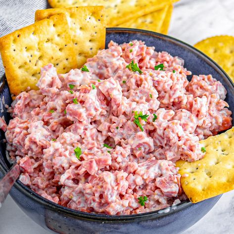 Deviled Ham Salad Deviled Ham Salad Recipe, Ham Salad Spread, Deviled Ham Salad, Ham Salad Recipe, Deviled Ham, Ham And Cabbage, Ham Salad Recipes, Types Of Sandwiches, Potato Toppings