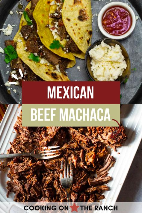 This Beef Machaca recipe is a must have for any cook serious about Mexican food. Marinating pot roast overnight in an easy Mexican marinade insures that braised beef is full flavored to make the best Machaca tacos, burritos and more. Machaca Beef Crockpot, Beef Mexican Tacos, Machaca Burrito Recipe, Shredded Beef Roast, Beef Machaca, Machaca Beef, Machaca Recipe, Bulk Meals, Mexican Marinade