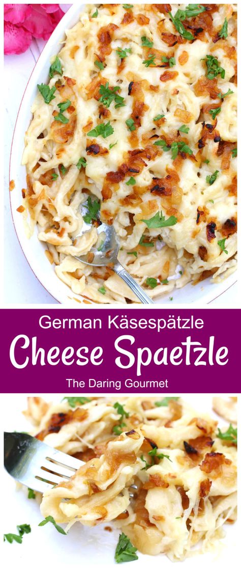 German Cheese Spaetzle (Käsespätzle) Speatzle Recipe, Cheese Spaetzle, German Spaetzle, German Cheese, Spaetzle Recipe, German Food Authentic, Oktoberfest Food, European Food, International Recipes