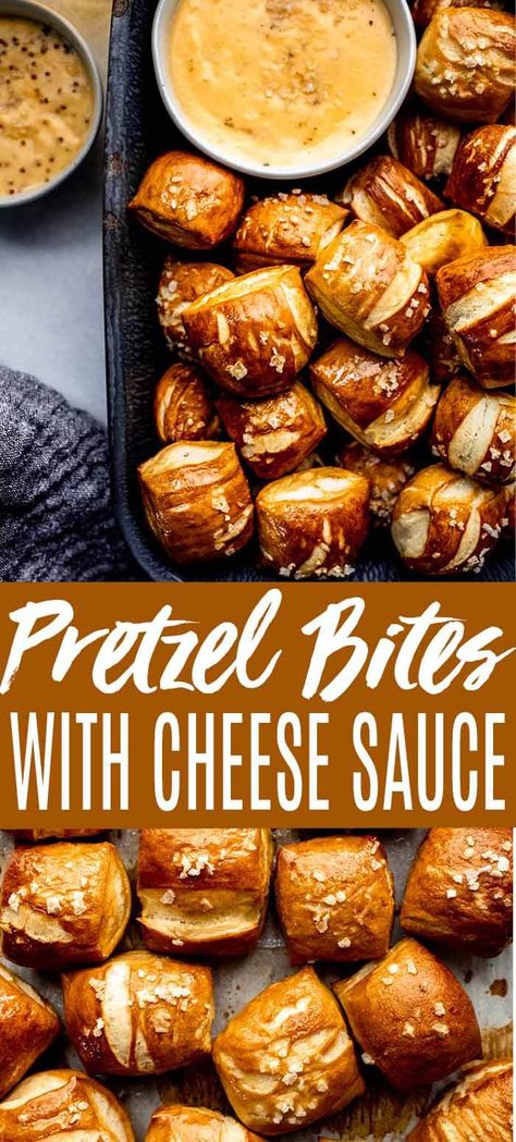 Pretzel Bites With Cheese Sauce, Entertaining Snacks, Savory Snack Recipes, Soft Pretzel Bites, Dips Recipes, Pretzel Cheese, Party Bites, Oktoberfest Food, Bread Maker Recipes