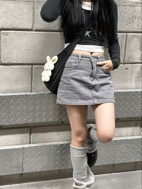 Kinghua Womens Mini Jean Cargo Skirt Tank Top Scoop Neck Women's Square Neck Long Sleeve Ribbed Slim Fitted Casual Basic Crop Top Jean Cargo Skirt, Grey Mini Skirt Outfit, Basic Crop Top, Square Neck Long Sleeve, Miniskirt Outfits, Grey Outfit, Cargo Skirt, Skirt Fits, Skirt Outfit