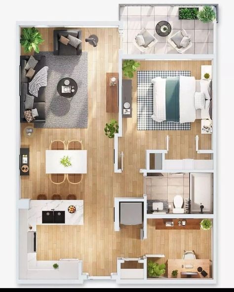 60m2 House Plans, House Floor Design, Sims 4 House Design, Small Apartment Design, Home Design Floor Plans, Sims House Plans, House Construction Plan, House Layout Plans, Small House Design Plans