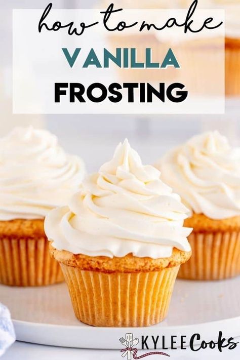 A baking staple, this tutorial showing how to make Vanilla Frosting will be your go-to! Whether you are frosting cupcakes, layer cakes or anything in between, you'll love how easy this recipe is! Vanilla Frosting Recipe Easy, Vanilla Frosting For Cupcakes, Vanilla Icing Recipe, Icing Recipe For Cake, Vanilla Frosting Recipe, Vanilla Cake Frosting, Homemade Vanilla Frosting, Easy Vanilla Frosting, Easy Icing Recipe