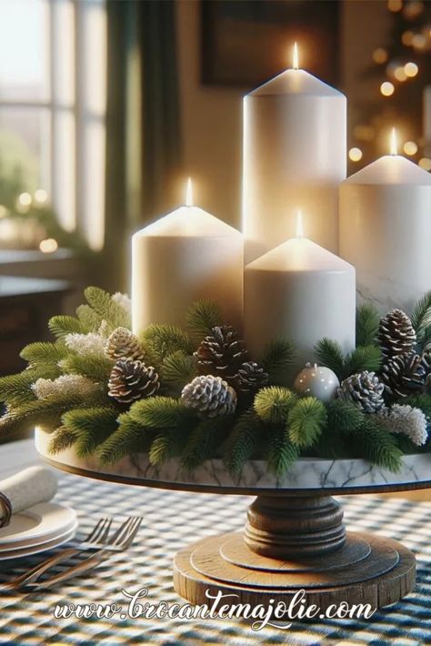 Table Christmas Centerpieces For Home, Christmas Centerpiece Decor Ideas, Christmas Decor With Candles, Advent Table Centerpiece, Coffee Table Xmas Decor Ideas, Christmas Table Decoration Ideas, Small Christmas Centerpieces For Table, Christmas Decor Table Ideas, White Christmas Centerpieces