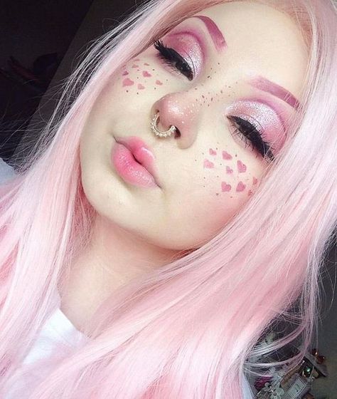 Best Trend of 2018: 25 Pink Cherry Eyeshadow Ideas | Blog -Sugar&Vapor Makeup Kawaii, Pastel Goth Makeup, Fantasy Make-up, Maquillage On Fleek, Pastel Makeup, Festival Glitter, Kawaii Makeup, Valentines Day Makeup, Makijaż Smokey Eye