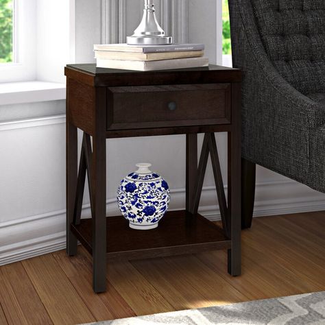 Andover Mills™ Nadeau Solid Wood End Table with Storage & Reviews | Wayfair.ca Wood End Table, Adjustable Height Standing Desk, Adjustable Standing Desk, Wood End Tables, Table With Storage, End Tables With Storage, Wood Nightstand, Side Table Wood, Drawer Nightstand