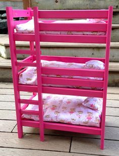 Olive Desk, Simple Doll, Doll Bunk Beds, Girls Bunk Beds, Bunk Bed Plans, Triple Bunk Beds, Diy Bunk Bed, Doll Storage, American Girl Diy