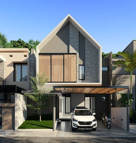 Small Modern House Exterior Minimalist, Scandinavian House Design Exterior, Tropical Facade, Muji House Design, Scandinavian House Exterior, Scandinavian House Design, Small Modern House Exterior, Kepulauan Riau, Muji Home