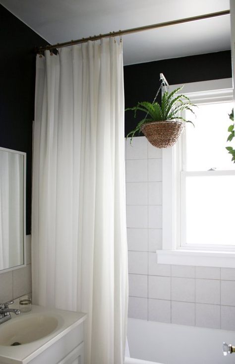 8 Small (But Impactful) Bathroom Upgrades To Do This Weekend Makeover Kamar Mandi, Interior Minimalista, White Shower Curtain, White Shower, Boys Bathroom, Apartment Bathroom, Bathroom Inspo, Bathroom Renos, Bath Tub