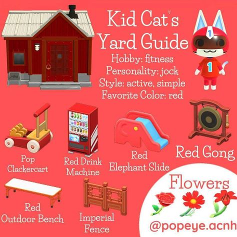 Julia 🌻 on Instagram: “Kid Cat's yard guide! Made by @popeye.acnh AC partner @tory.crossing #popeyesyardguides #yardguidegals #acnhyarddecor #acnhyardguide…” Animal Crossing Yard Guide, Animal Crossing Yard, Acnh Yard, Ac Ideas, Red Drinks, Geeky Humor, Animal Crossing Guide, Animal Crossing Characters, Animal Crossing Villagers