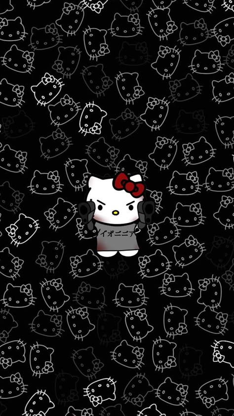 Hello kitty Black Hello Kitty Wallpaper Aesthetic, Hello Kitty Punk Wallpapers, Gangsta Hello Kitty Wallpaper, Hello Kitty Skull Wallpaper, Y2k Lockscreen Hello Kitty, Hello Kitty Horror Wallpaper, Punk Hello Kitty Wallpaper, Alt Hello Kitty Wallpaper, Gothic Hello Kitty Wallpaper