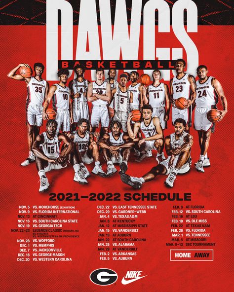 Team Poster Ideas, Georgia Basketball, Basketball Team Pictures, Sports Team Photography, Basketball Pictures Poses, Football Recruiting, Sports Design Ideas, Basketball Schedule, Team Schedule