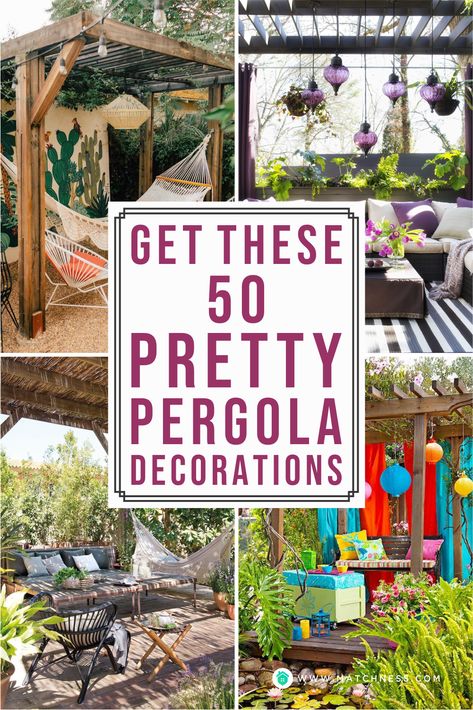 Hanging Plants Pergola Patio, Pergola Decorations Ideas, Pergola Hanging Baskets, Hanging Plants On Pergola, Hanging Plants From Pergola, Outdoor Patio Ideas With Umbrella, Patio Pergola Decorating Ideas, Garden Gazebo Aesthetic, Pergola Decoration Ideas