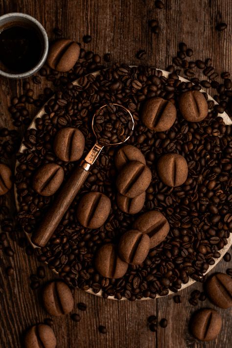 Coffee Beans Cookies, Coffee And Chocolate Photography, Coffee Bean Crafts, Coffee Beans Aesthetic, Coffee Exhibition, Coffee Beans Wallpaper, Coffee Bean Cookies, Coffee Bean Tree, Bean Cookies