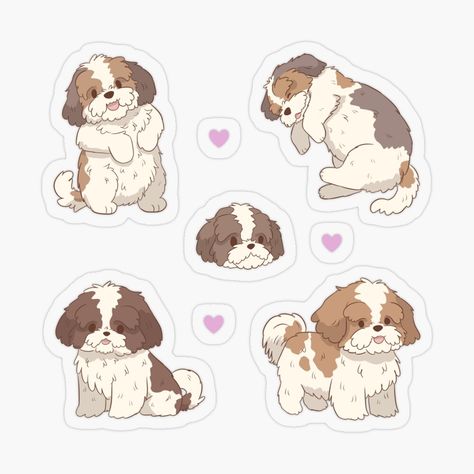 Get my art printed on awesome products. Support me at Redbubble #RBandME: https://www.redbubble.com/i/sticker/Cute-shih-tzu-pack-by-Yaragold/150467092.O9UDB?asc=u Cute Shih Tzu, Perro Shih Tzu, Shitzu Dogs, Dog Pack, Small Pretty Tattoos, Shih Tzu Dog, Different Dogs, Sticker Cute, Dog Illustration