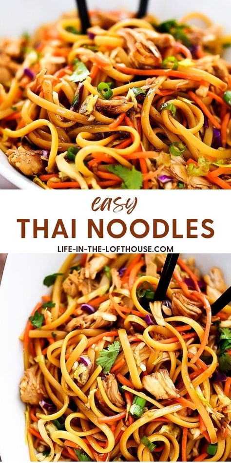 Thai Linguine Recipe, Noodle Dishes Recipes Dinners, Thai Food Sides, Asian Linguine Recipes, Spring Noodle Salad, Thai Noodles With Beef, Asian Street Noodles, Thai Rice Noodles Recipe, Thai Ribbon Stir Fry Noodles