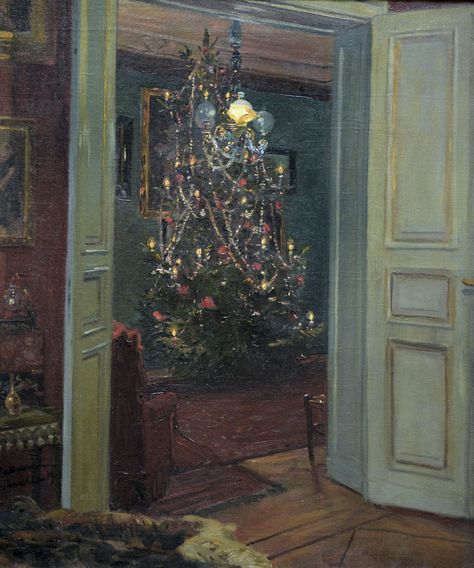 German, 1856-1924 Oil on canvas, 64 x 53.5cm Dark Christmas, European Paintings, Old Christmas, Aesthetic Painting, Winter Art, Christmas Mood, Christmas Paintings, Christmas Aesthetic, Christmas Inspiration