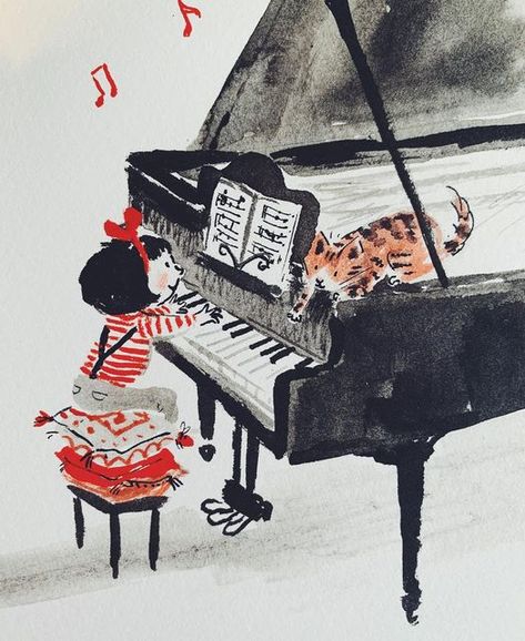 Piano Art, Fairy Paintings, Easy To Draw, Cats Artists, Magical Art, Love Illustration, Creative Illustration, Arte Animal, The Piano