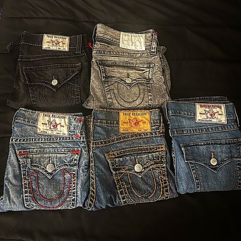 True Religion Jean Collection True Religion Aesthetic, True Religon, Jean Collection, 2000s Clothes, All Jeans, Fits Clothes, 2000s Fashion Outfits, Cute Jeans, Birthday Wishlist