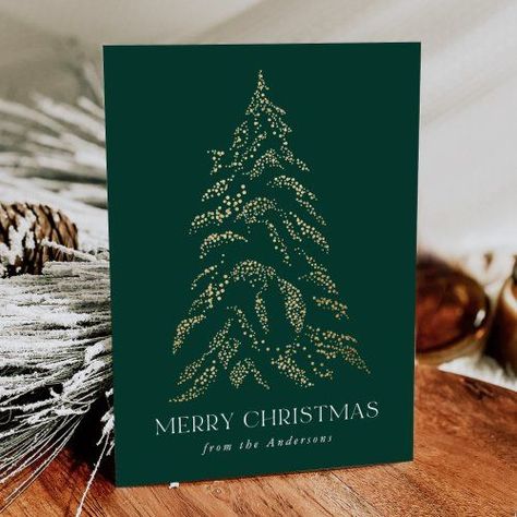 $2.42 | Sparkling Winter Pine Merry Christmas Non-Photo #merry christmas, christmas, holiday, gold, christmas tree, pine tree, modern, elegant, without photo, green Corporate Christmas Cards Design, Company Holiday Card Design, Company Christmas Cards, Corporate Holiday Cards, Family Christmas Card, Cute Christmas Cards, Digital Christmas Cards, Happy Holiday Cards, Modern Serif