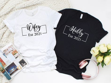 Hubby Wifey Shirts, Cute Couple Shirts, Married Shirt, Engaged Shirts, Mrs Shirt, Matching Hoodies, Honeymoon Shirts, Husband Shirts, Matching Couple Shirts