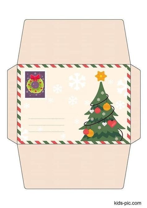 Letter Envelope Template, Christmas Envelope Template, Christmas Writing Paper, Envelope Template Printable, Christmas Envelope, Writing Paper Printable Stationery, Christmas Writing, Letter Envelope, Christmas Envelopes