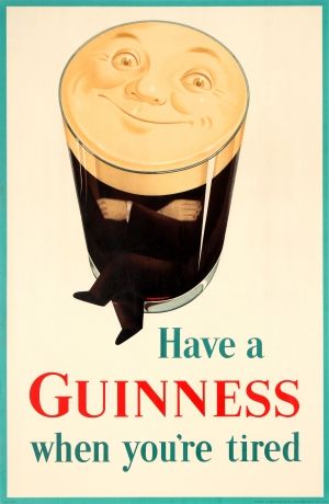 Guinness When You're Tired Pint Glass 1949 - original vintage iconic drink advertising poster for Guinness Irish stout beer Have A Guinness When You're Tired listed on AntikBar.co.uk Guinness Advert, Drink Poster, Beer Advertising, Guinness Beer, Beer Ad, Advertising Posters, Vintage Advertising Posters, Beer Logo, Vintage Beer