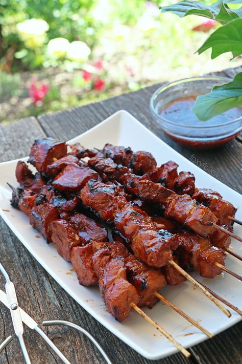 Filipino Pork Bbq, Filipino Bbq, Ensaymada Recipe, Foxy Folksy, Pork Skewers, Filipino Recipe, Recipe Pork, Beef Sticks, 2024 Recipes