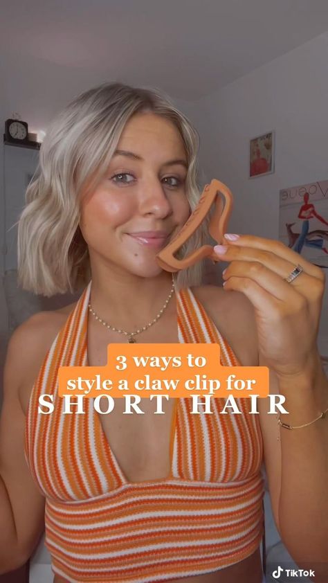 3 ways to style a claw clip with short hair, claw clip hairstyles, easy hairstyles for short hair in 2022 | Short hair styles easy, Short hair updo, Short hair styles Claw Clips With Short Hair, How To Clip Hair Up Short Hair, How To Put Short Hair Up With Claw Clip, Hair Clip On Short Hair, Claw Clip Short Hairstyles, Short Hairstyle Women Claw Clip, Cute Shirt Hair Hairstyles, Short Hair In Clip, Short Hair Styles Claw Clip