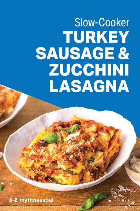 Have your lasagna and eat zucchini too with this delicious, nutritious and super simple slow-cooker turkey sausage and zucchini lasagna. This healthy take on an Italian favorite incorporates regular noodles, thinly sliced zucchini, delicious sausage and scrumptious Italian cheeses all cooked in your trusty slow cooker. Perfect for a chilly night. It's time to get cooking! #MyFitnessPal #healthyeating #healthycooking #lasagna #healthymeal #foodporn #recipe #dinner Slow Cooker Zucchini Lasagna, Turkey Italian Sausage, Sliced Zucchini, Sausage Crockpot, Sausage Lasagna, Lasagna Casserole, Crockpot Turkey, Mom Recipes, Slow Cooker Turkey