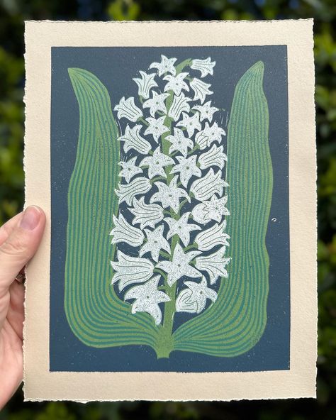 GraceGillespie | New little Hyacinth linocut reduction prints listed on my shop ✨ Edition of 3 original prints only! ~ I seem to be working on about a one… | Instagram 3 Colour Reduction Lino Print, Garden Linocut, Reduction Linocut, Long Gone, The Natural World, Forest Art, Lino Print, One Month, Feel Inspired