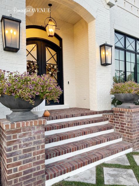 Front Porch Brick, Front Porch Stairs, Brick Porch, Porch Stairs, Front Porch Steps, Front Porch Makeover, Brick Steps, House Front Porch, Porch Remodel