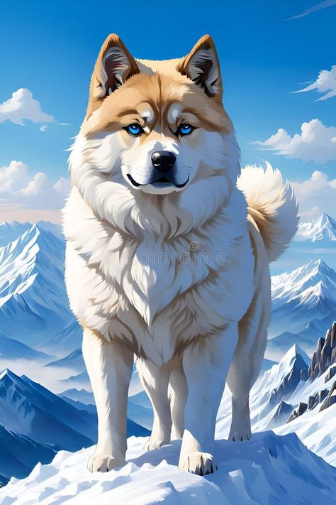 A husky through a snowy blizzard, safely across the treacherous landscape, dog anime art stock image Anime Husky, A Husky, Husky, Anime Art, Stock Images, Dogs, Anime, Art