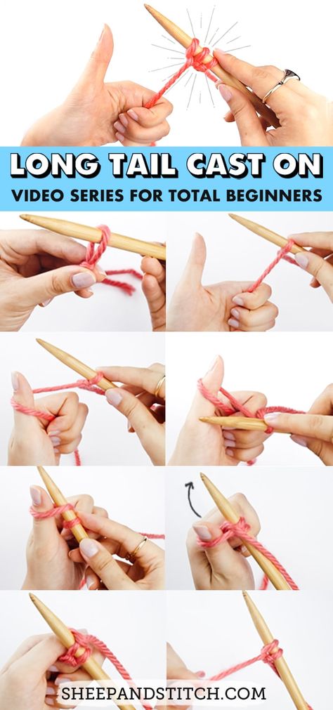 Learn How to CAST ON Knitting in this Beginner Knitting Series. Learn from video tutorial and a photo guide. Start casting on in no time! #sheepandstitch #knitting #knit #caston Cast On Knitting, Beginner Knitting, Easy Knitting Projects, Knitting Basics, Beginner Knitting Projects, Minecraft Pixel Art, Learn How To Knit, Knitting Videos, How To Start Knitting