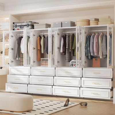 Closet Island Ideas Ikea Hacks, Temu Organization, Cool Closets, Clear Wardrobe, Small Wardrobes, Bedroom Turned Closet, Transparent Doors, Modern Bedroom Wardrobe, Books Accessories