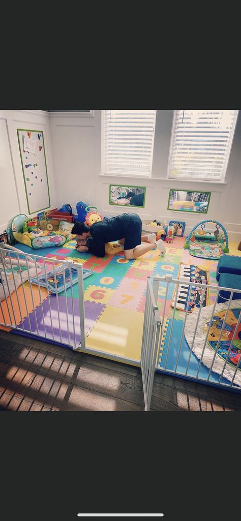 Gated Play Area In Living Room, Baby Play Area In Living Room Gate, Play Pen In Living Room, Living Room Baby Play Area, Toy Corner In Living Room, Playroom Business, Infant Play Area In Living Room, Baby Play Area In Living Room, In Home Daycare Ideas Small Spaces