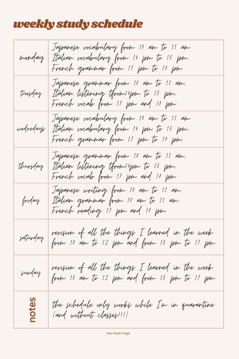 Language Learning Goals, Language Learning Schedule Ideas, Bullet Journal Language Learning, Learn Language Planner, Self Study Language Schedule, Daily Language Learning Plan, Language Learning Timetable, Language Learning Tracker, Language Learning Notebook Ideas