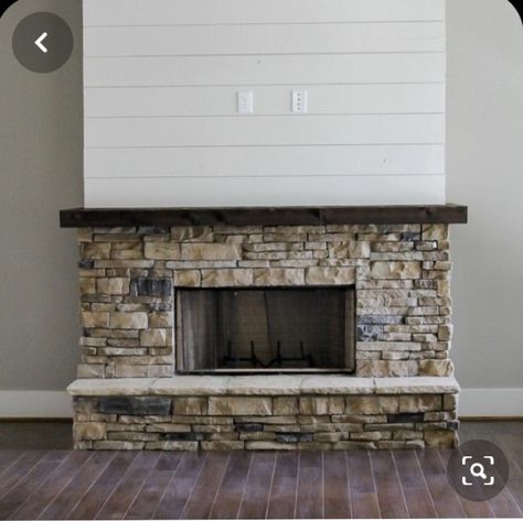 Living Room With Rock Fireplace, Rock Fireplace, Stacked Stone Fireplaces, Vaulted Ceiling Living Room, Fireplace Update, Indian Lake, Brick Fireplace Makeover, Shiplap Fireplace, Rock Fireplaces