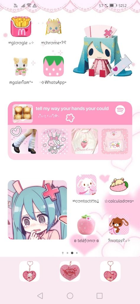 Kawaii Phone Setup, Cute Core Homescreen, Kawaiicore Homescreen, Cutecore Layout, Cute Core Widgets, Cutecore Phone Layout, Phone Themes Pink, Phone App Organization, Cutecore App Icons