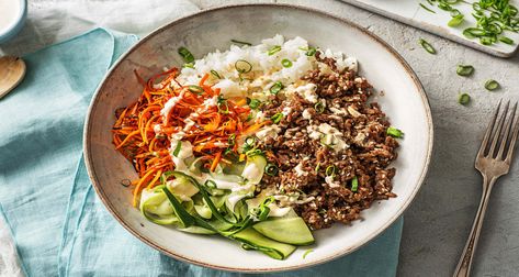 Simple, convenient, and delicious: that’s what’s in store with our Ground Beef Bulgogi recipe, made with pre-measured, high-quality ingredients. Ground Beef Bulgogi Recipe, Beef Bibimbap, Beef Bulgogi Recipe, Bibimbap Bowl, Hellofresh Recipes, Zucchini Mushrooms, Bulgogi Sauce, Fresh Recipe, Bulgogi Recipe