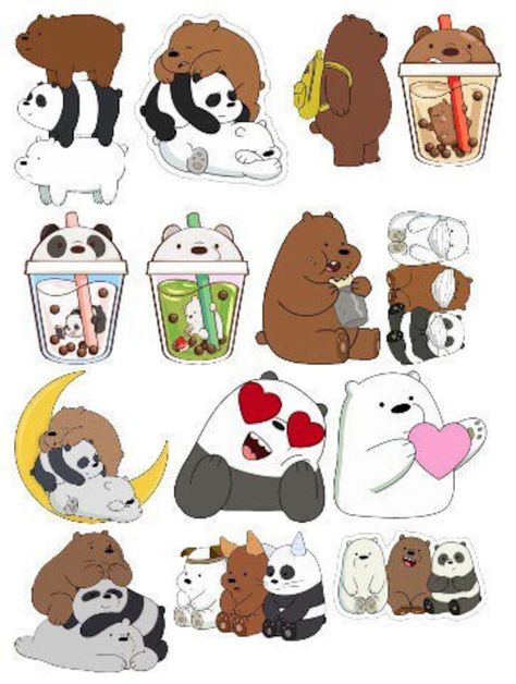 We Bear Bears Stickers, We Bare Bears Stickers, Bare Bears Stickers, Bears Stickers, Sticker Design Ideas, We Bear Bears, Bear Bears, Gift Wrapping Techniques, Stickers Design